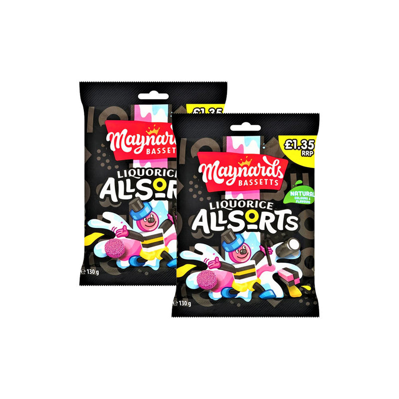 Maynards Bassetts Liquorice Allsorts Sweets Bag 130g x 2Pack