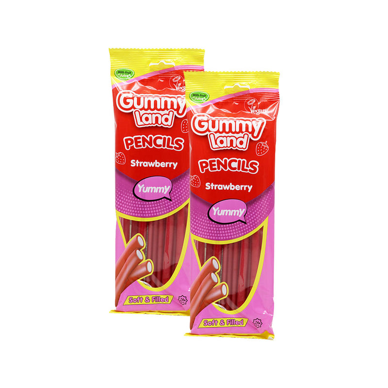 Gummy Land Strawberry Fizzy Pencils Sweets 150g