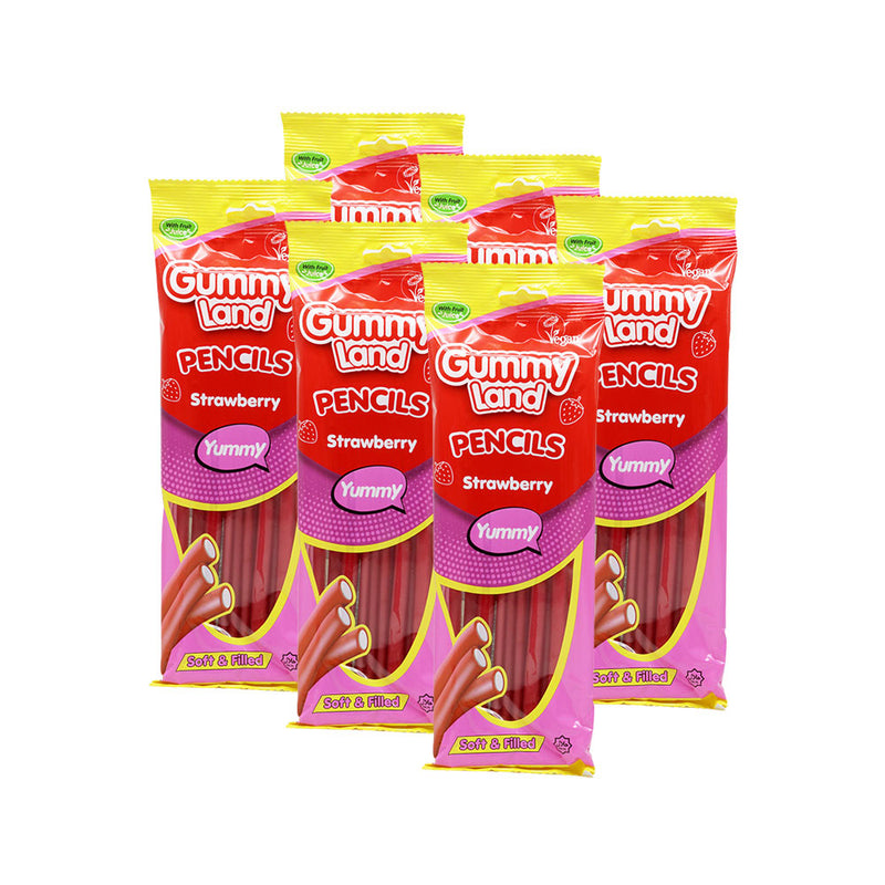 Gummy Land Strawberry Fizzy Pencils Sweets 150g