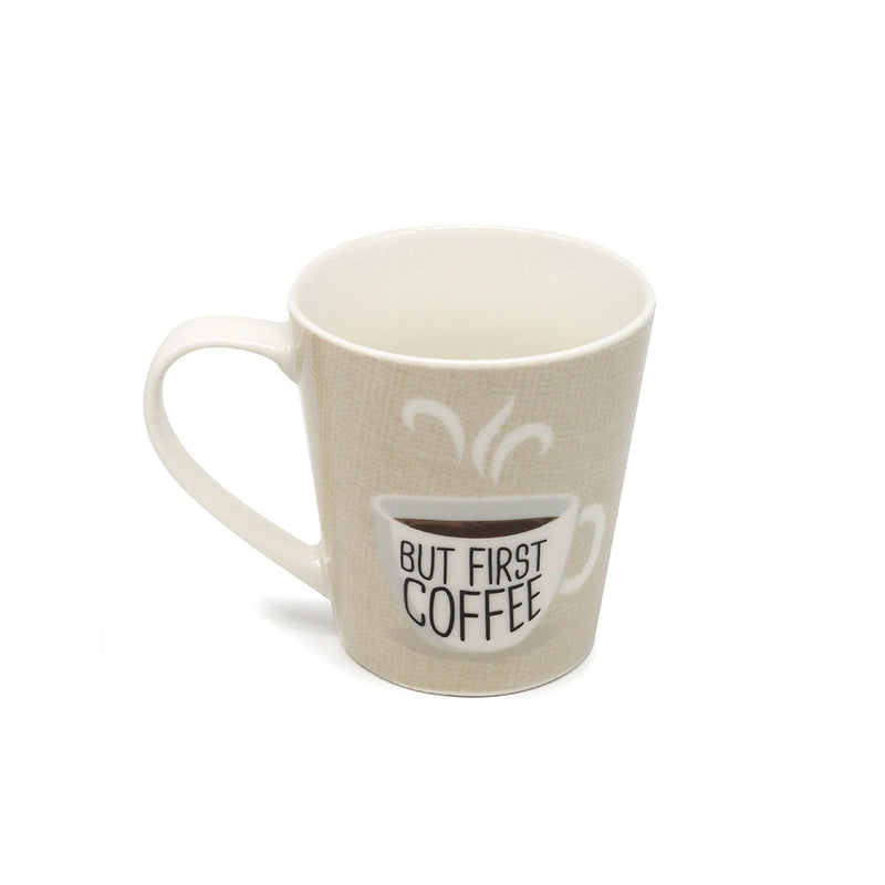 Natural Beige & White Ceramic Mug