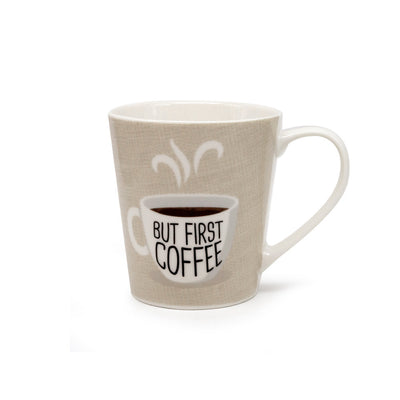 Natural Beige & White Ceramic Mug 10oz