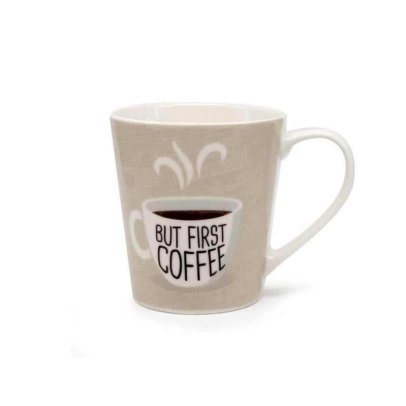 Natural Beige & White Ceramic Mug 10oz
