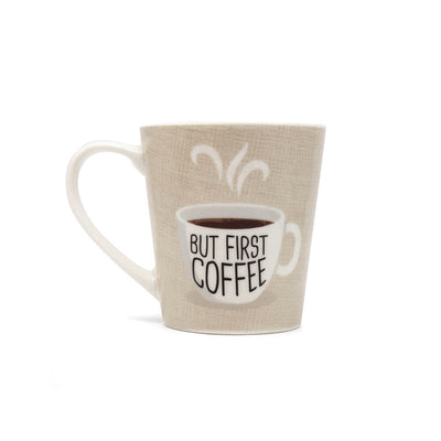 Natural Beige & White Ceramic Mug 10oz