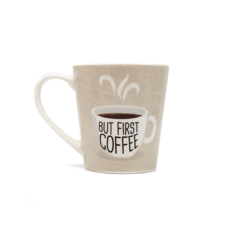 Natural Beige & White Ceramic Mug 10oz