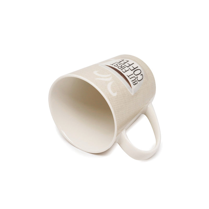 Natural Beige & White Ceramic Mug 10oz
