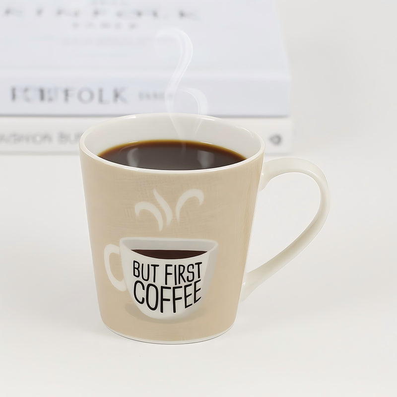 Natural Beige & White Ceramic Mug 10oz