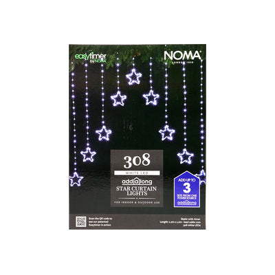 Noma Star Curtain Lights 308 White LED