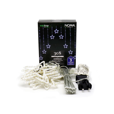 Noma Star Curtain Lights 308 White LED