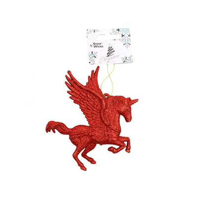 Red Glitter Flying Unicorn Hanging Decoration