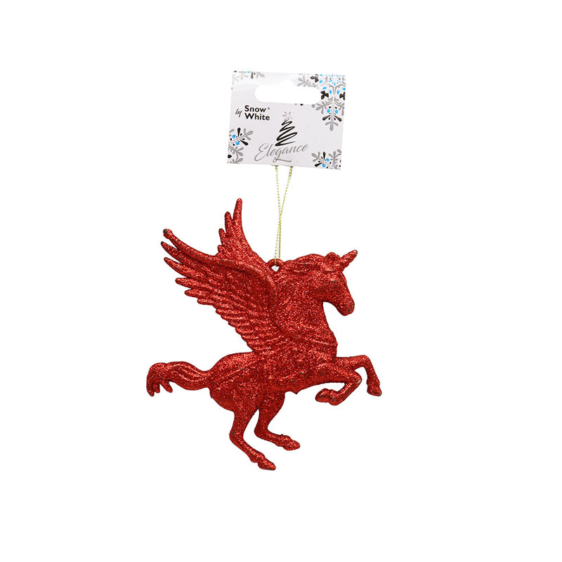 Red Glitter Flying Unicorn Hanging Decoration