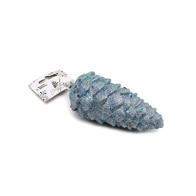 Ice Blue Glitter Pine Cone Hanging Decoration
