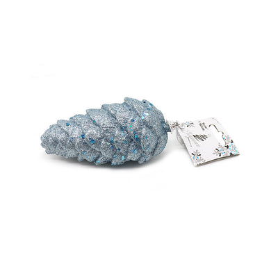 Ice Blue Glitter Pine Cone Hanging Decoration