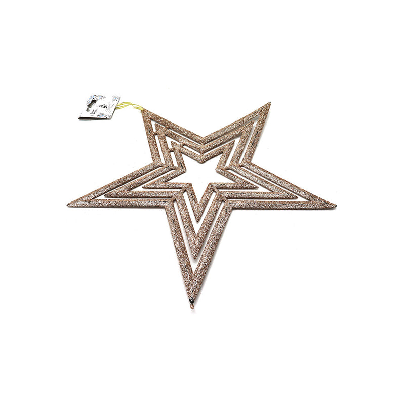 Rose Gold Glitter Star Burst Hanging Decoration
