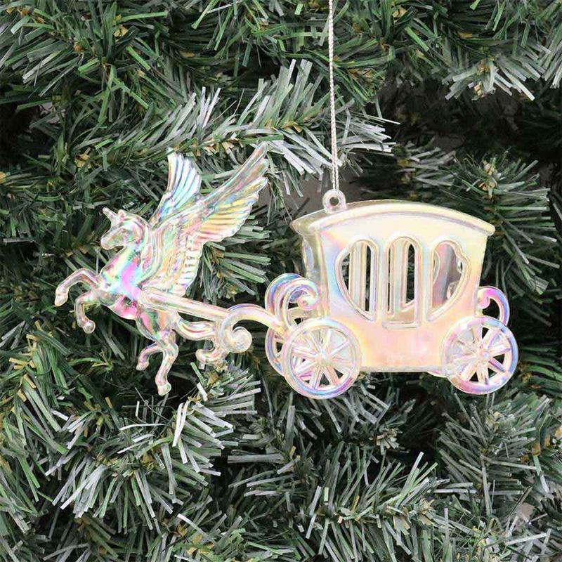 Festive Iridescent Pegasus Carriage Christmas Tree Decoration