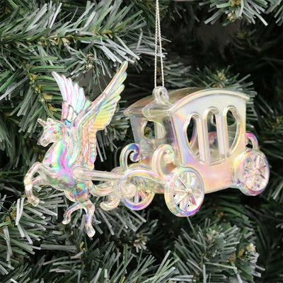 Festive Iridescent Pegasus Carriage Christmas Tree Decoration