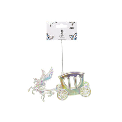 Festive Iridescent Pegasus Carriage Christmas Tree Decoration