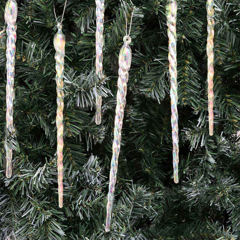 Acrylic Iridescent Icicle Hanging Decoration 6PK