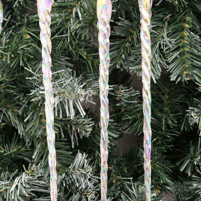 Acrylic Iridescent Icicle Hanging Decoration 6PK