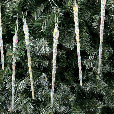 Acrylic Iridescent Icicle Hanging Decoration 6PK