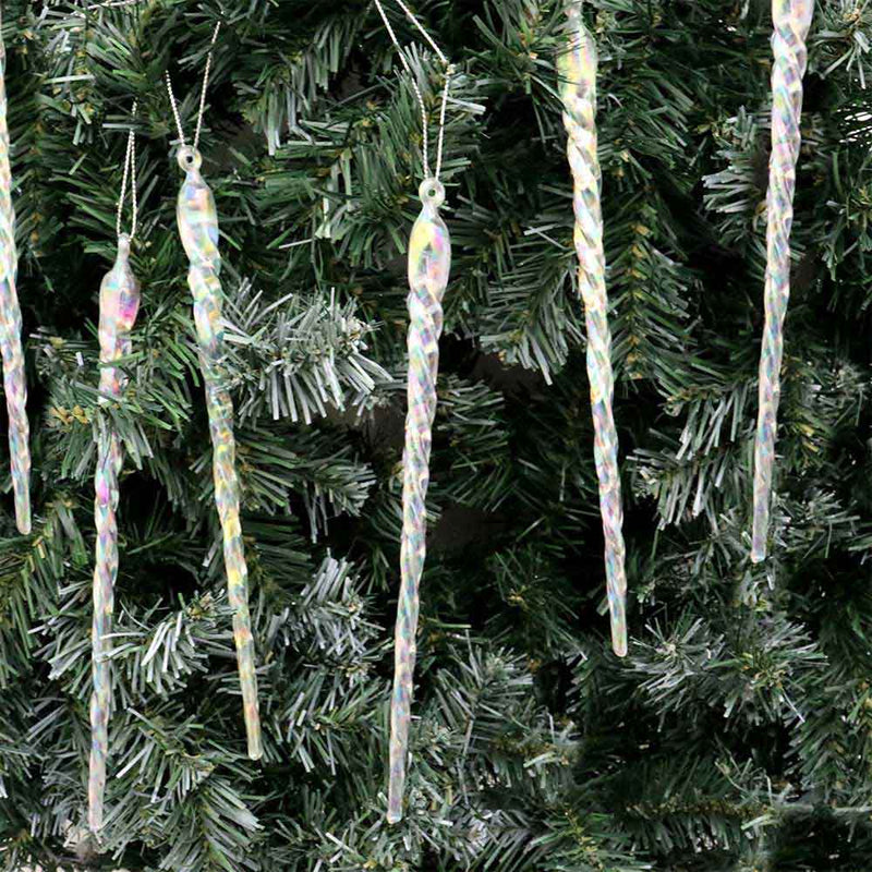Acrylic Iridescent Icicle Hanging Decoration 6PK