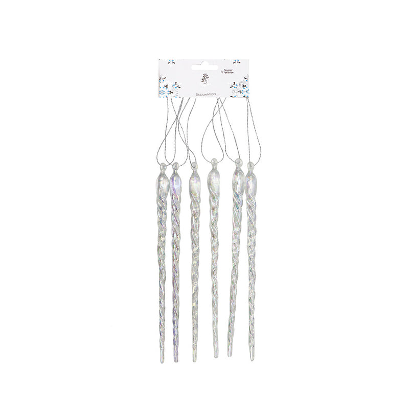 Acrylic Iridescent Icicle Hanging Decoration 6PK