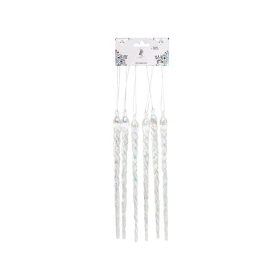 Acrylic Iridescent Icicle Hanging Decoration 6PK