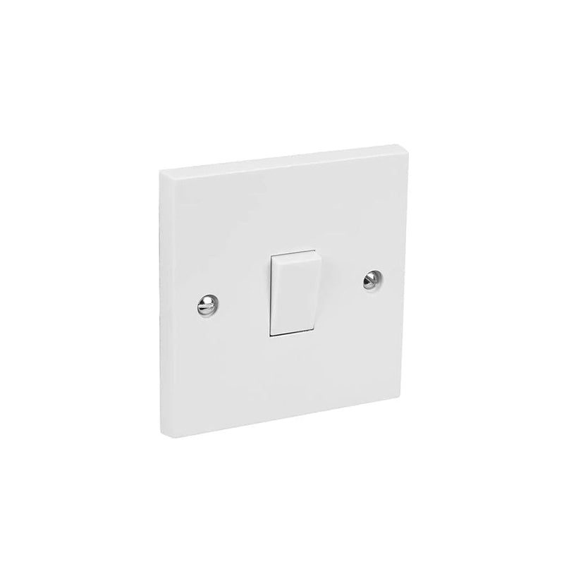 Slim 10A 1 Gang 1 Way Light Switch White