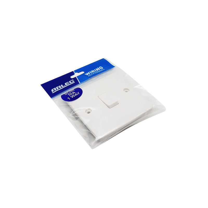 Slim 10A 1 Gang 1 Way Light Switch White
