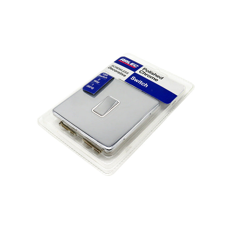 Chrome 10A 1 Gang 2 Way Light Switch White