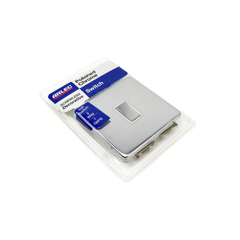 Chrome 10A 1 Gang 2 Way Light Switch White
