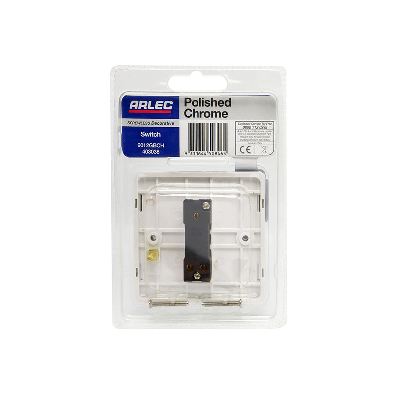 Chrome 10A 1 Gang 2 Way Light Switch White