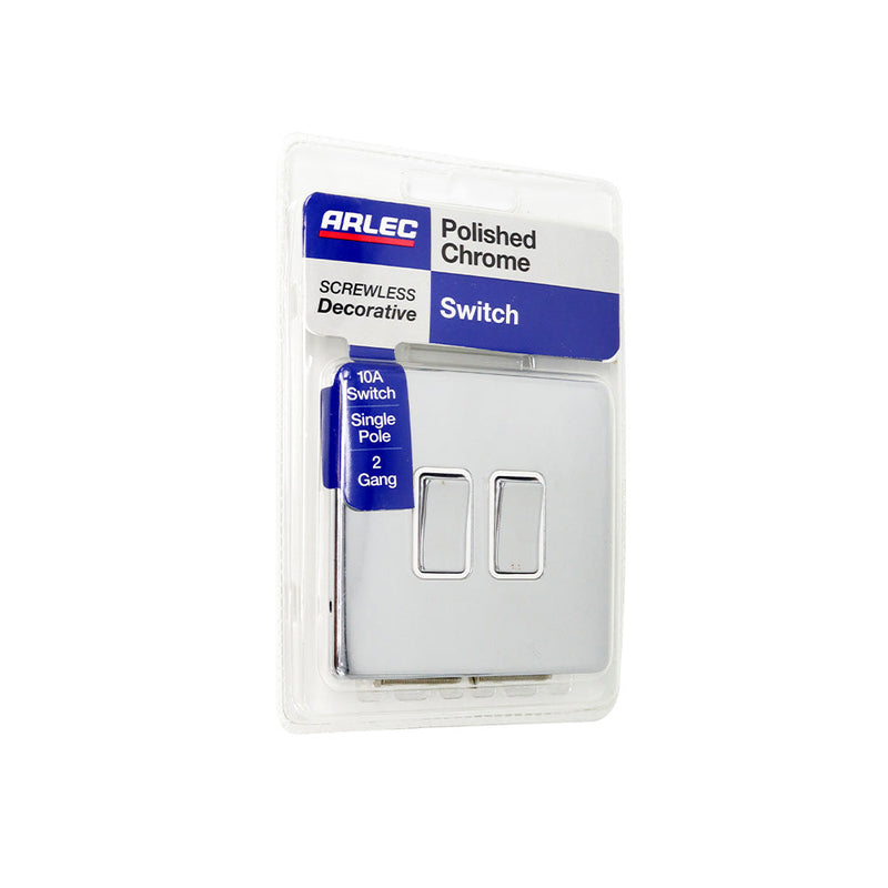 Chrome 10A 2 Gang 2 Way Light Switch
