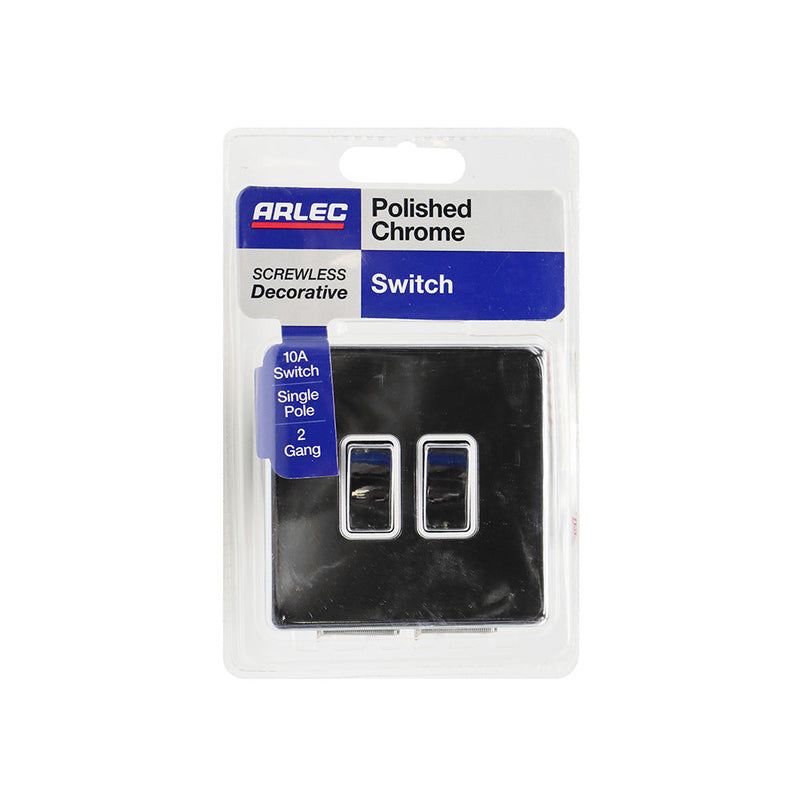 Chrome 10A 2 Gang 2 Way Light Switch