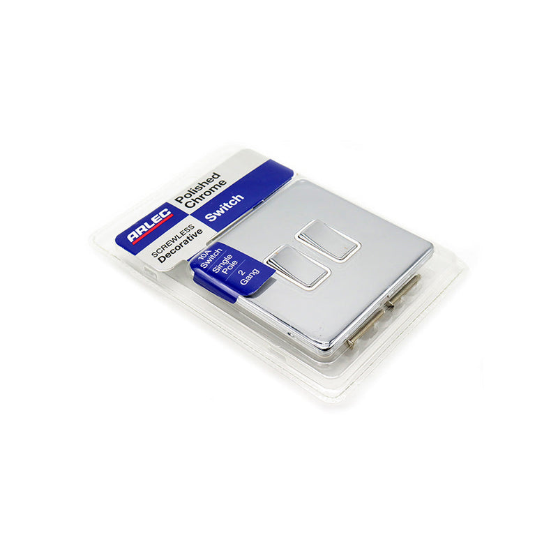 Chrome 10A 2 Gang 2 Way Light Switch