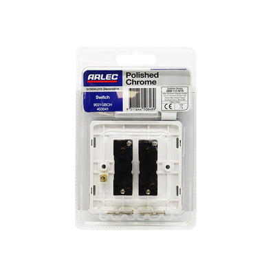 Chrome 10A 2 Gang 2 Way Light Switch