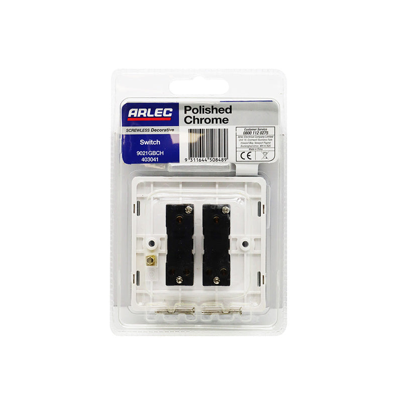 Chrome 10A 2 Gang 2 Way Light Switch