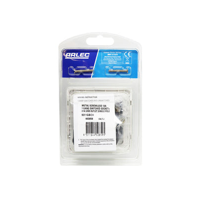 Chrome 1 Gang Switch & Socket with USB-A 2.1A