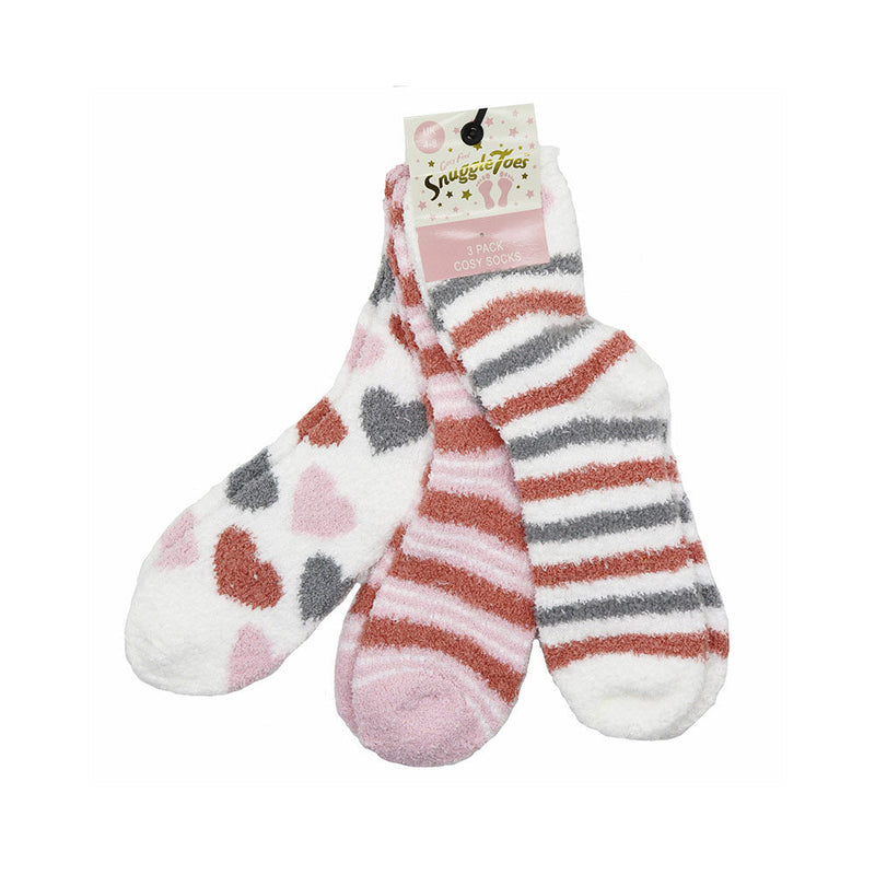 Ladies Snuggle Toes Cosy Socks 3Pack Size 4-8 Design 1