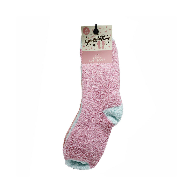 Ladies Snuggle Toes Cosy Socks 3Pack Size 4-8 Design 2
