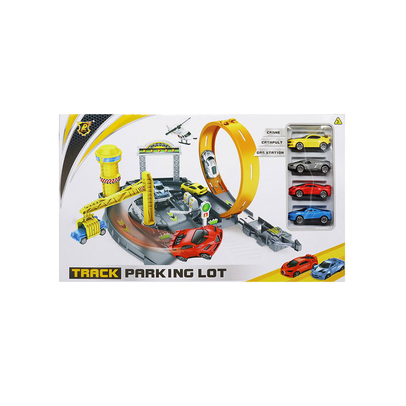 Track Parking Lot Toy With 4 Cars