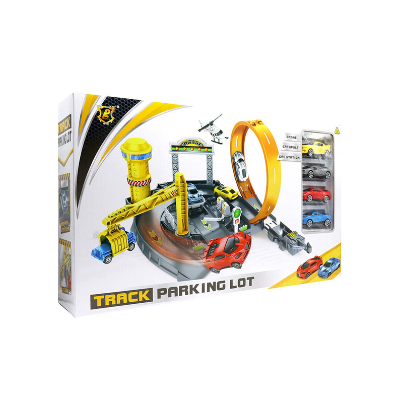 Track Parking Lot Toy With 4 Cars