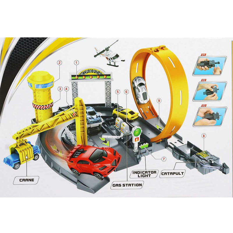 Track Parking Lot Toy With 4 Cars