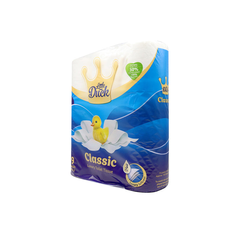 Little Duck Classic Luxury White Toilet Tissue 3Ply 9PK