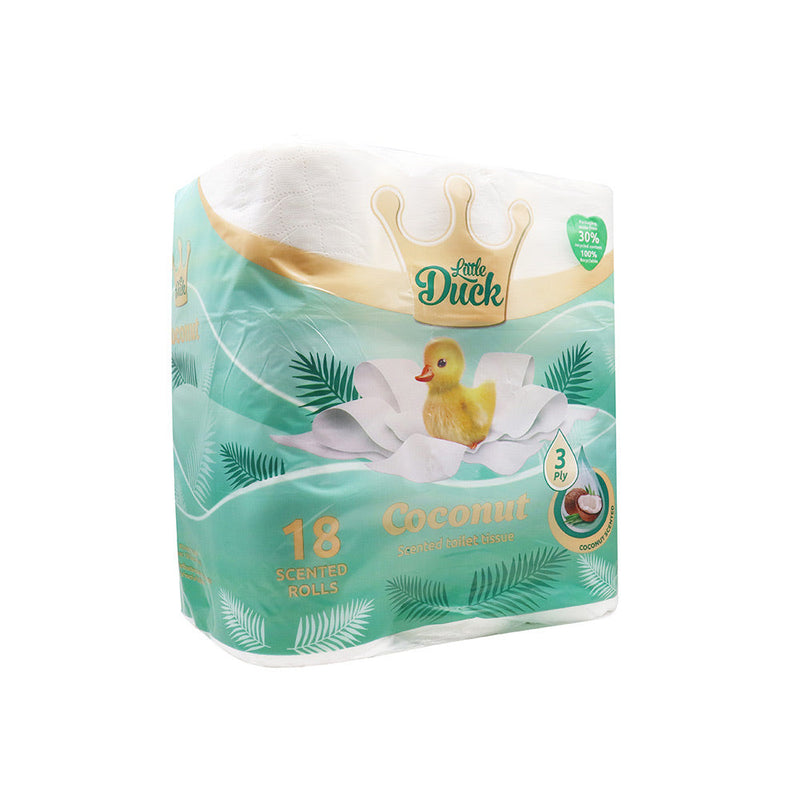Little Duck Coconut Scented White Toilet Tissue 3Ply 18PK