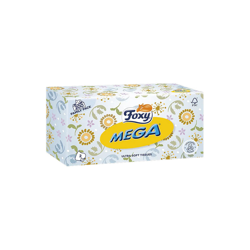 Foxy Mega Multi-purpose Regular Facial Tissue 2Ply 200 Sheets