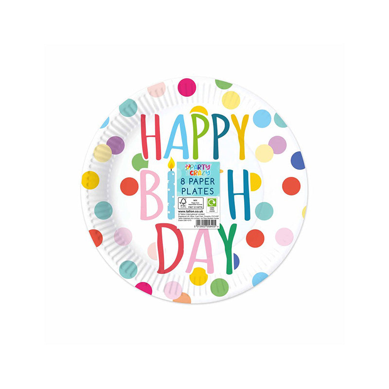 9Inch Happy Birthday Plates 8PK