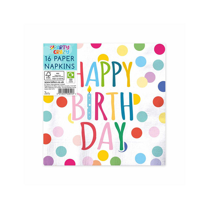 Happy Birthday Paper Napkins 16PK