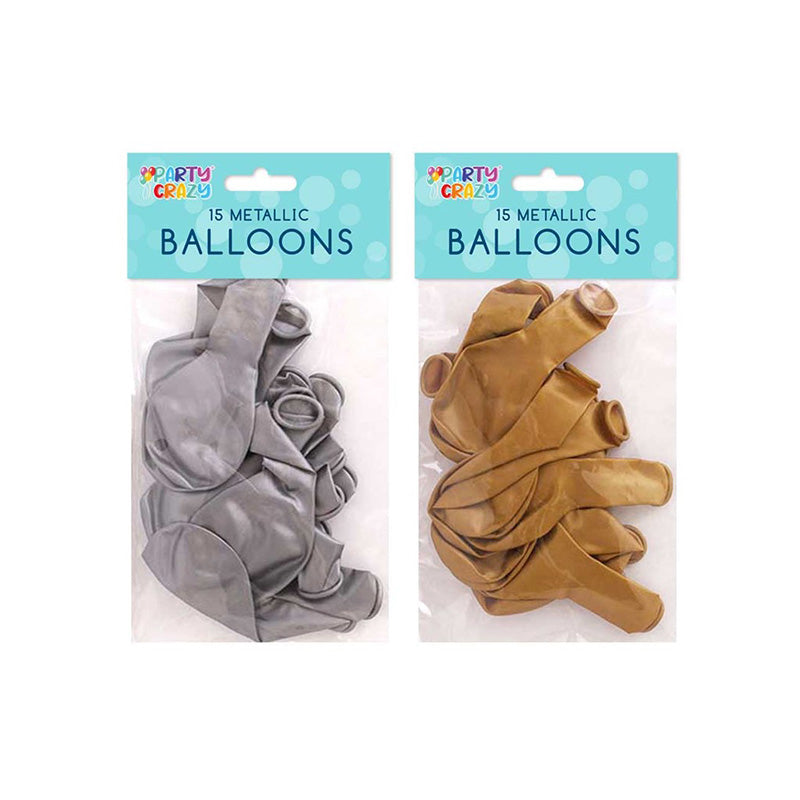 9Inch Metallic Round Balloons 15PK