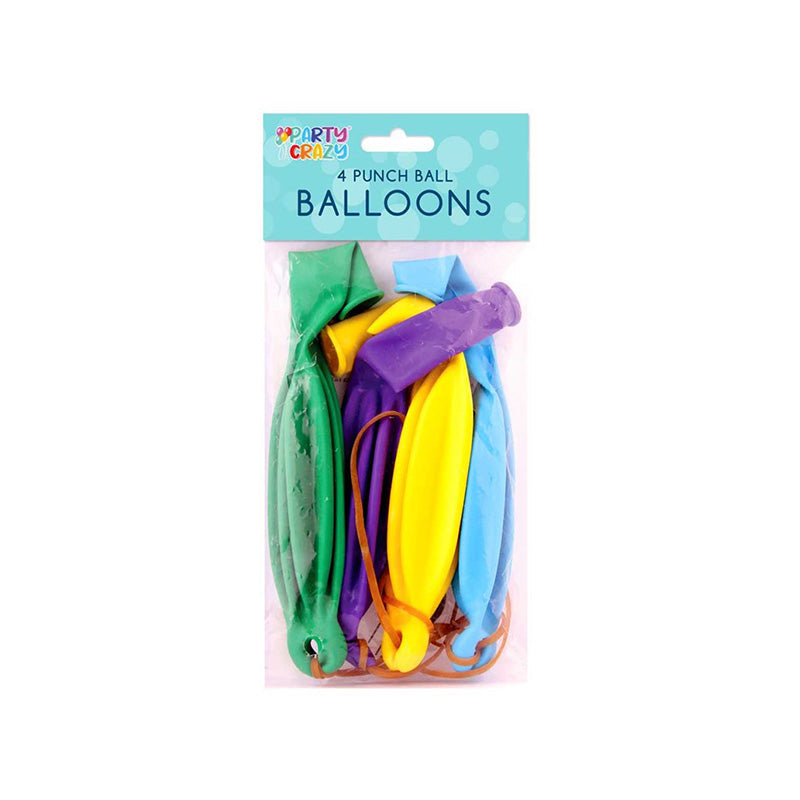4 Punch Ball Balloons Assorted Colours