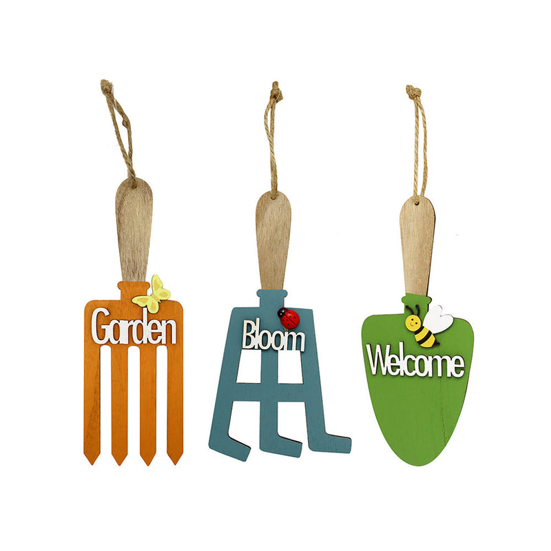 Garden Tools Shaped Hanging Decoration Rake,Trowel And Fork
